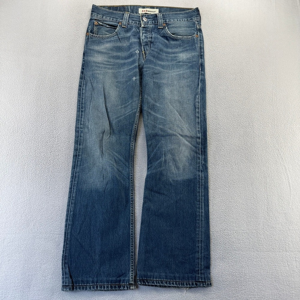 Vintage Levis jeans men's 32x34 fits 32x30 Blue Dark Whisker 512 Bootcut y2k